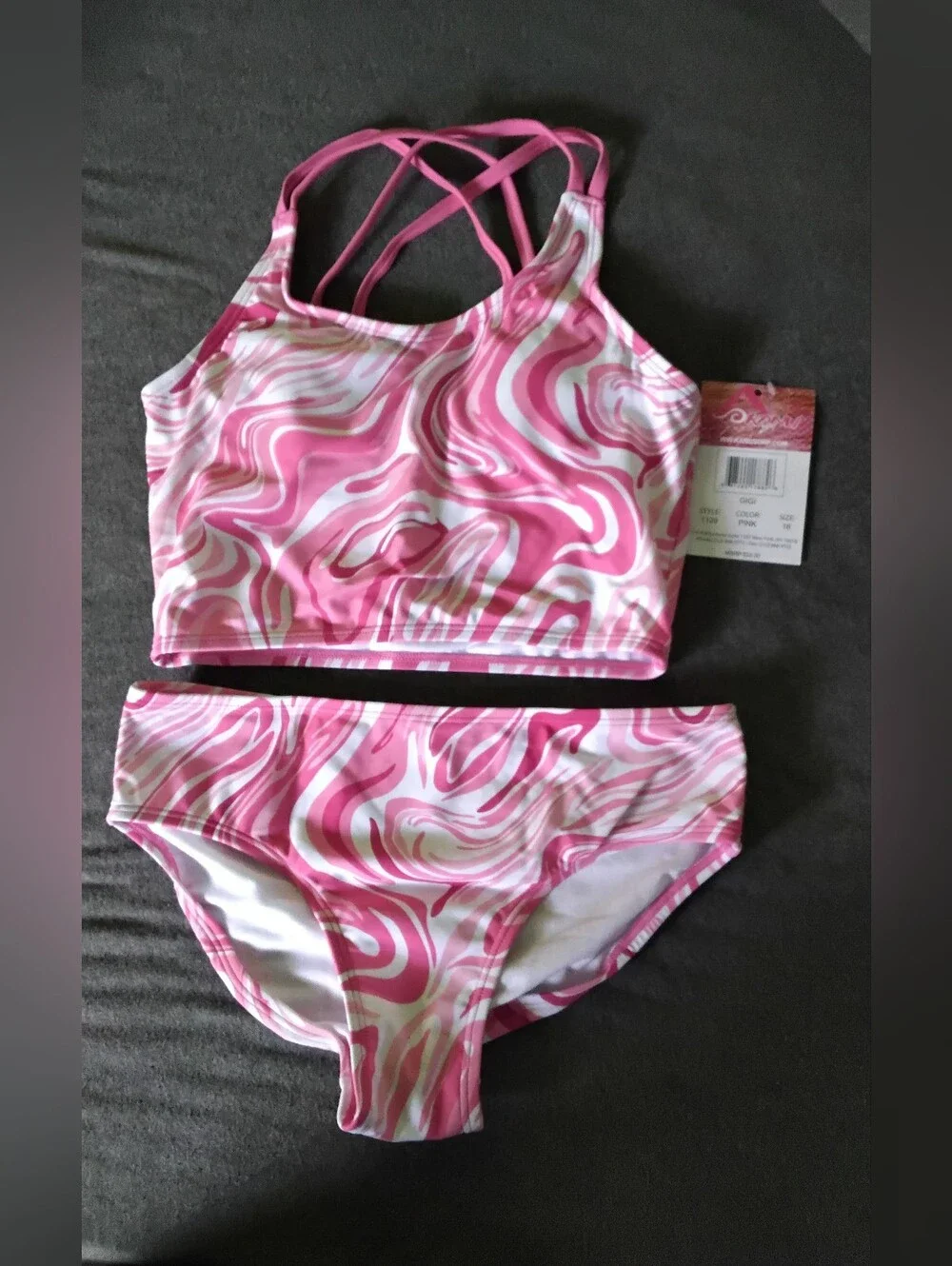 Kanu Surf Kids Pink Marble Tankini Set
